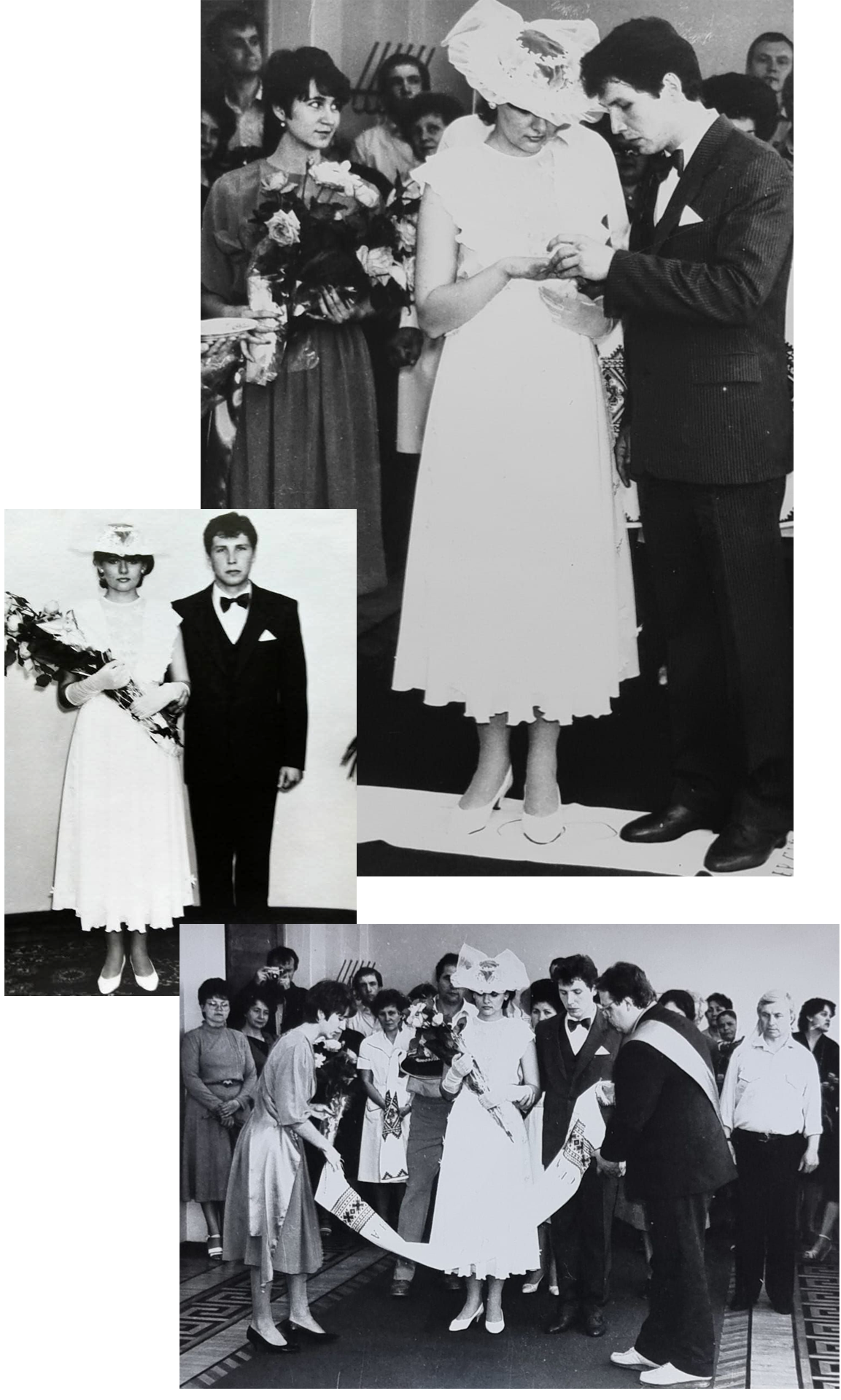 Collage de distintas foto de la boda de Iryna y Serhiy, ocurrida horas despu&eacute;s del accidente en la planta de Chern&oacute;bil.