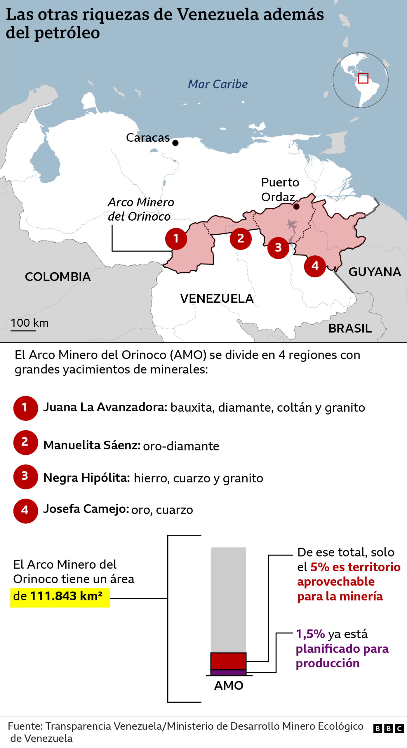 Mapa del Arco Minero del Orinoco.