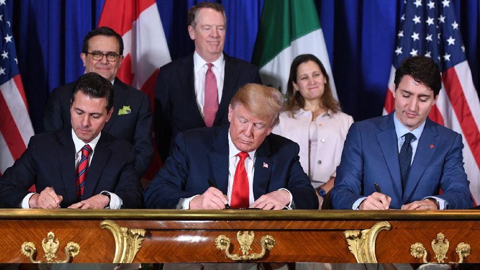 Firma TMEC Pe&ntilde;a Nieto, Trumo, Troudeau