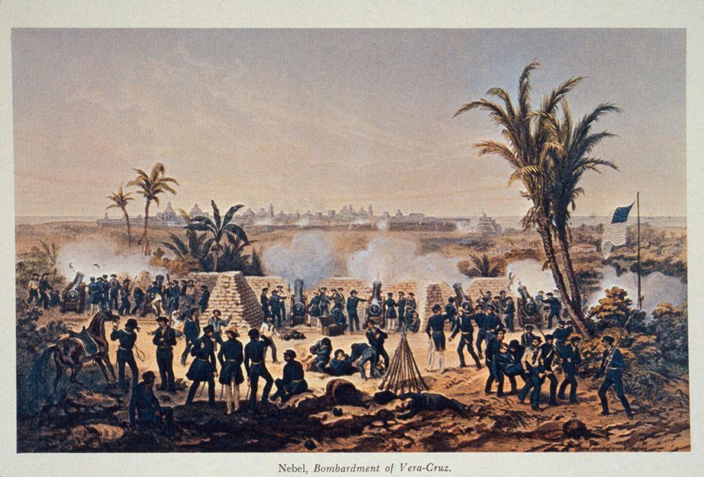 Una litograf&iacute;a de tropas de EE.UU. en el puerto de Veracruz