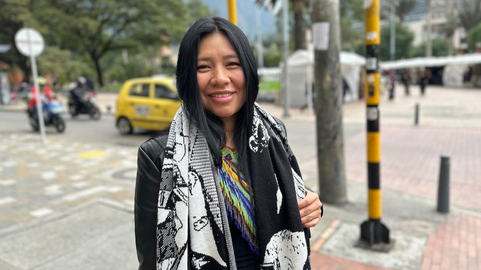 Juliana Domico, fotografiada en el centro de Bogot&aacute;. 