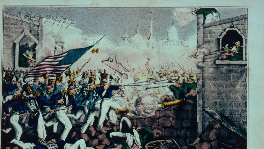 Una ilustraci&oacute;n de un combate entre tropas de EE.UU. y M&eacute;xico
