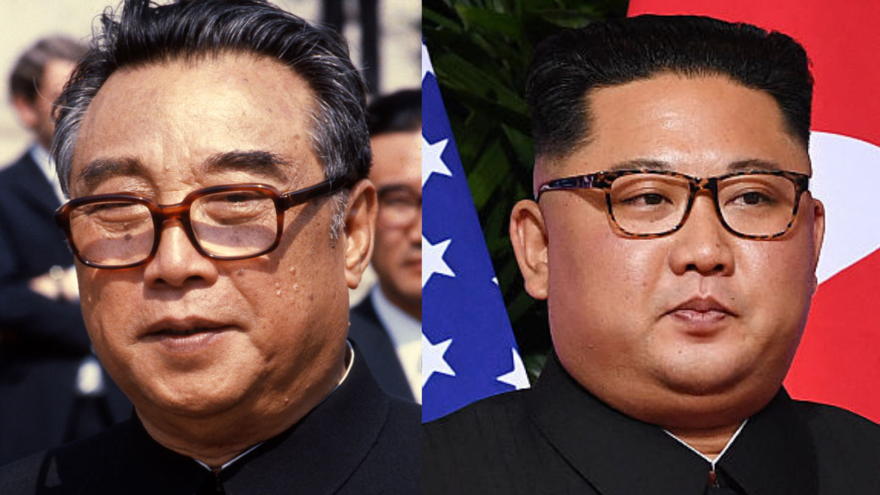 Fotos de Kim Il Sung y Kim Jong Un ambos portando lentes.