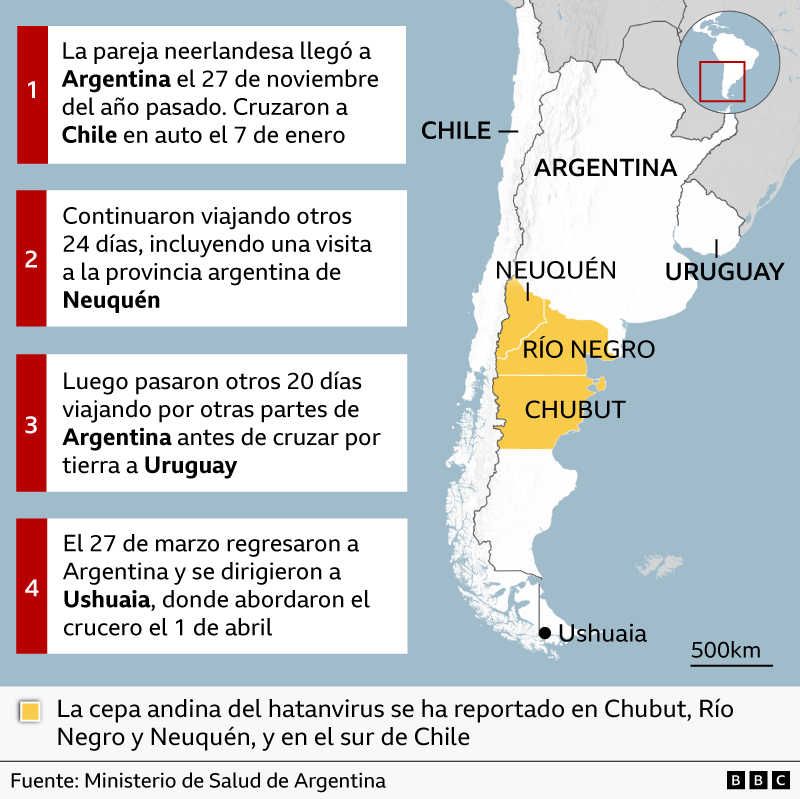 Confirman nuevos casos de hantavirus en una francesa y un estadounidense que viajaban en el crucero afectado y regresaron a sus países