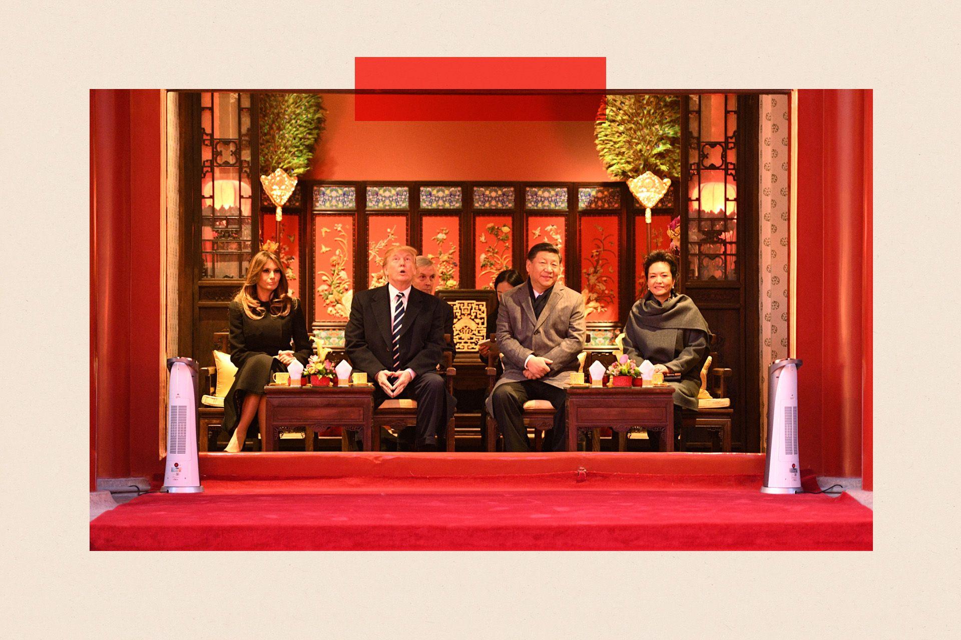 Melania Trump y Donald con Xi Jinping y su esposa Peng Liyuan en la Ciudad Prohibida en 2017.