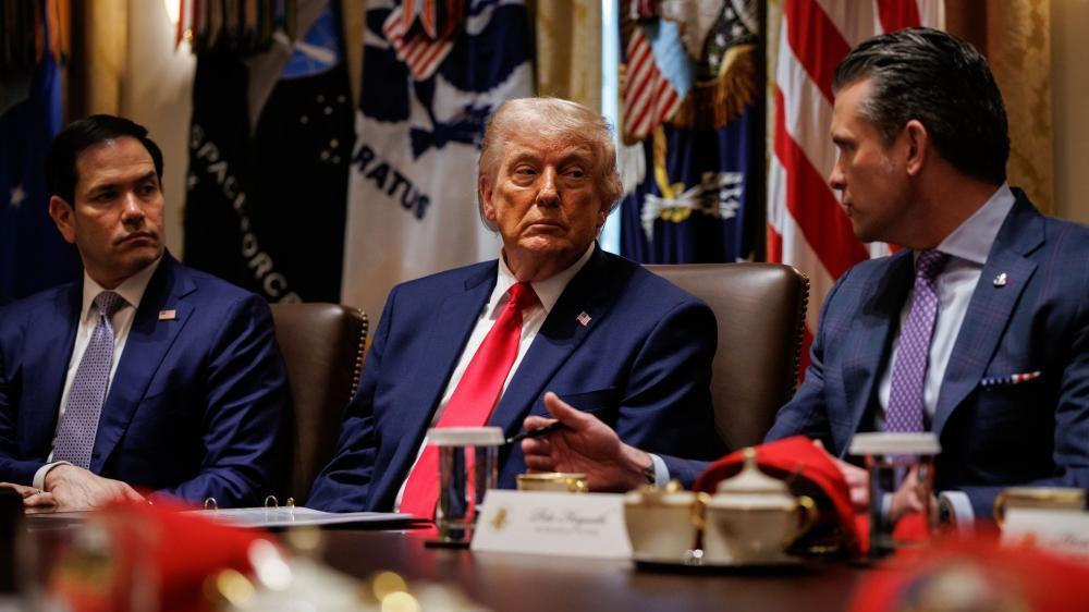 Reuni&oacute;n del gabinete con Marco Rubio, Donald Trump y Pete Hegseth.