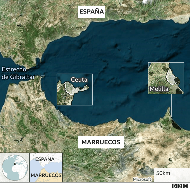 Mapa de Ceuta y Melilla