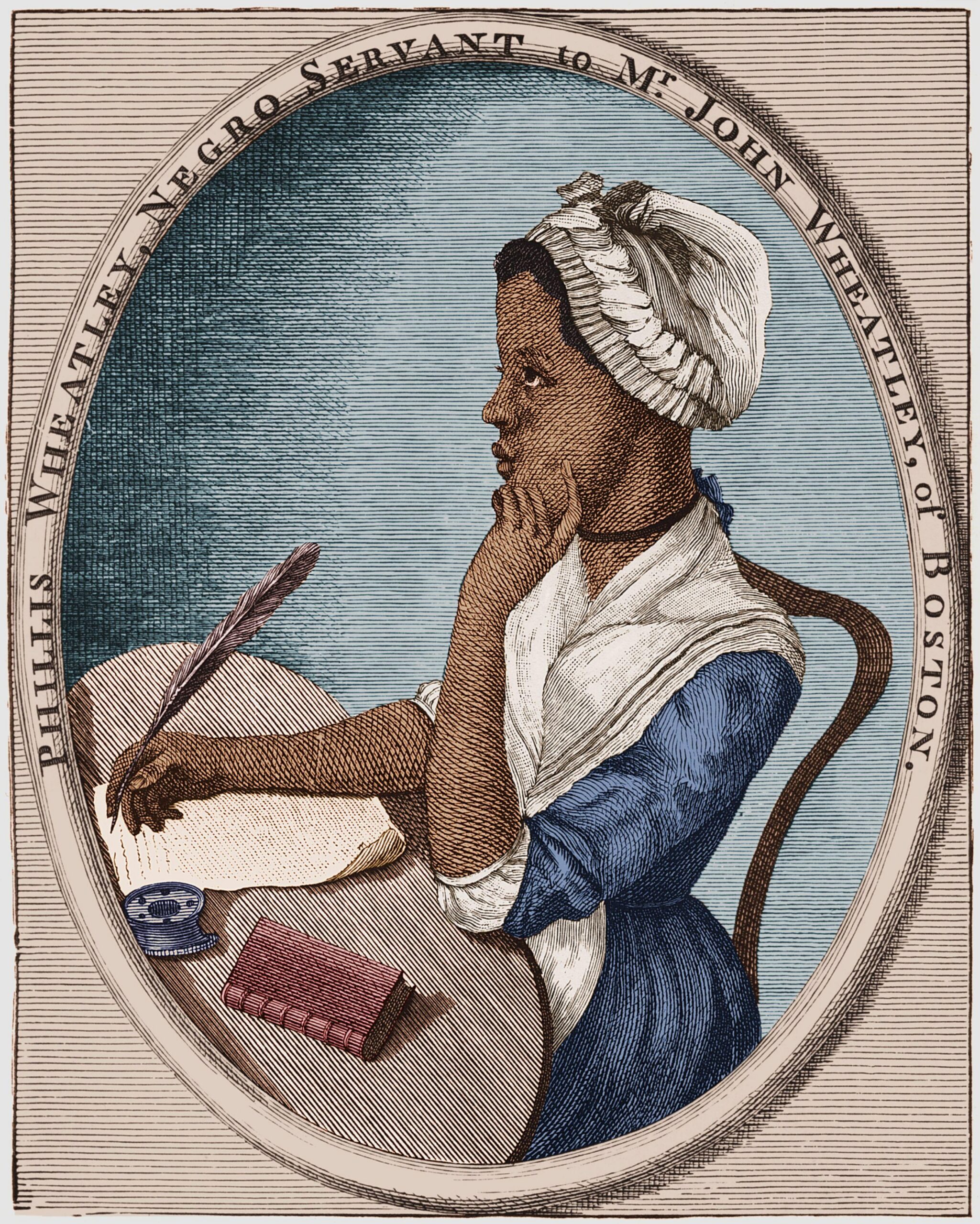 Grabado hist&oacute;rico de una persona sentada escribiendo con una pluma en una mesa, dentro de un marco ovalado.