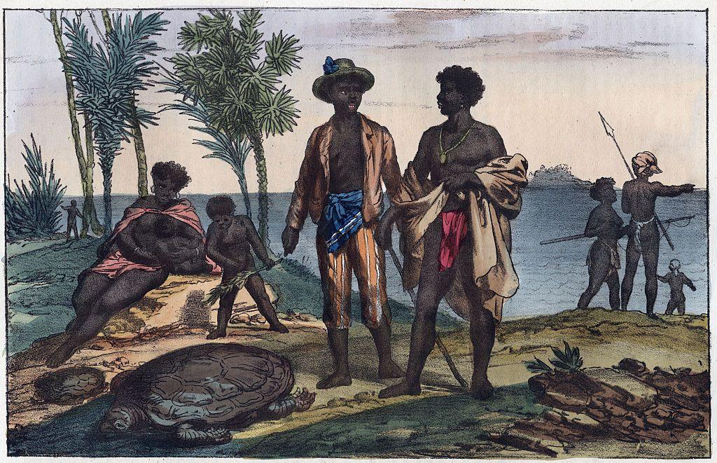 Habitantes de Cabo Verde, seg&uacute;n una ilustraci&oacute;n de 1856.