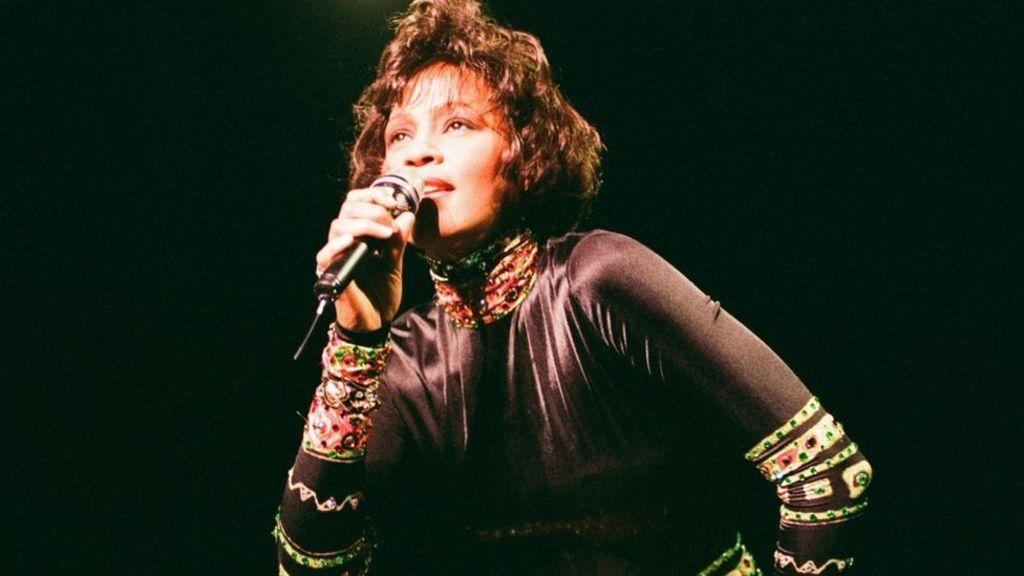 Houston durante un concierto en 1993, como parte de la gira mundial de "El guardaespaldas".