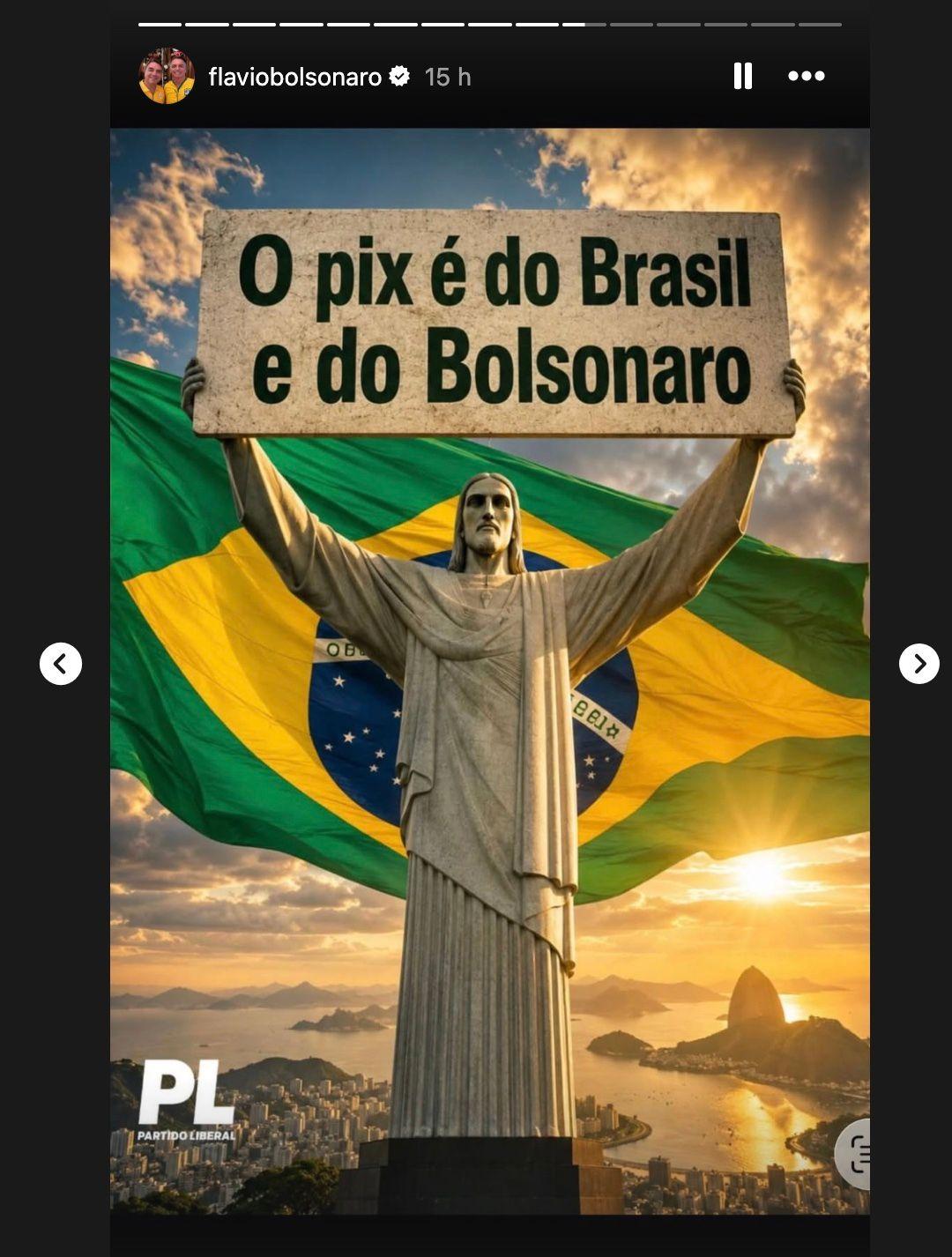 Imagen del Cristo Redentor sosteniendo un cartel que dice 