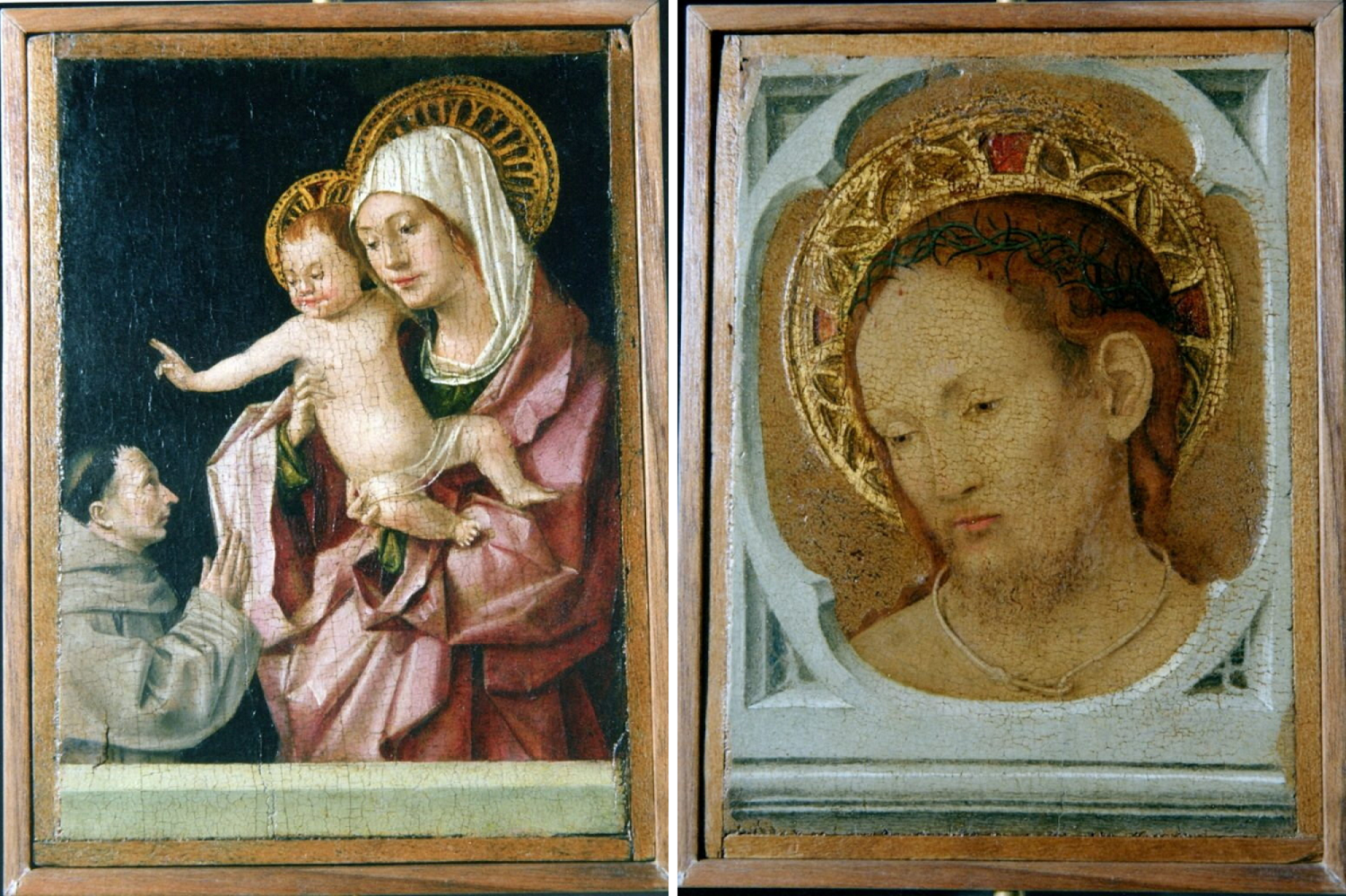 La Virgen con el Niño (izquierda) y Cristo en la Piedad (derecha)