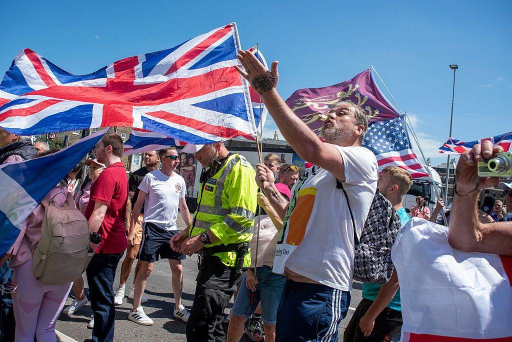 Una protesta contra inmigrantes en Dover en julio de 2026.