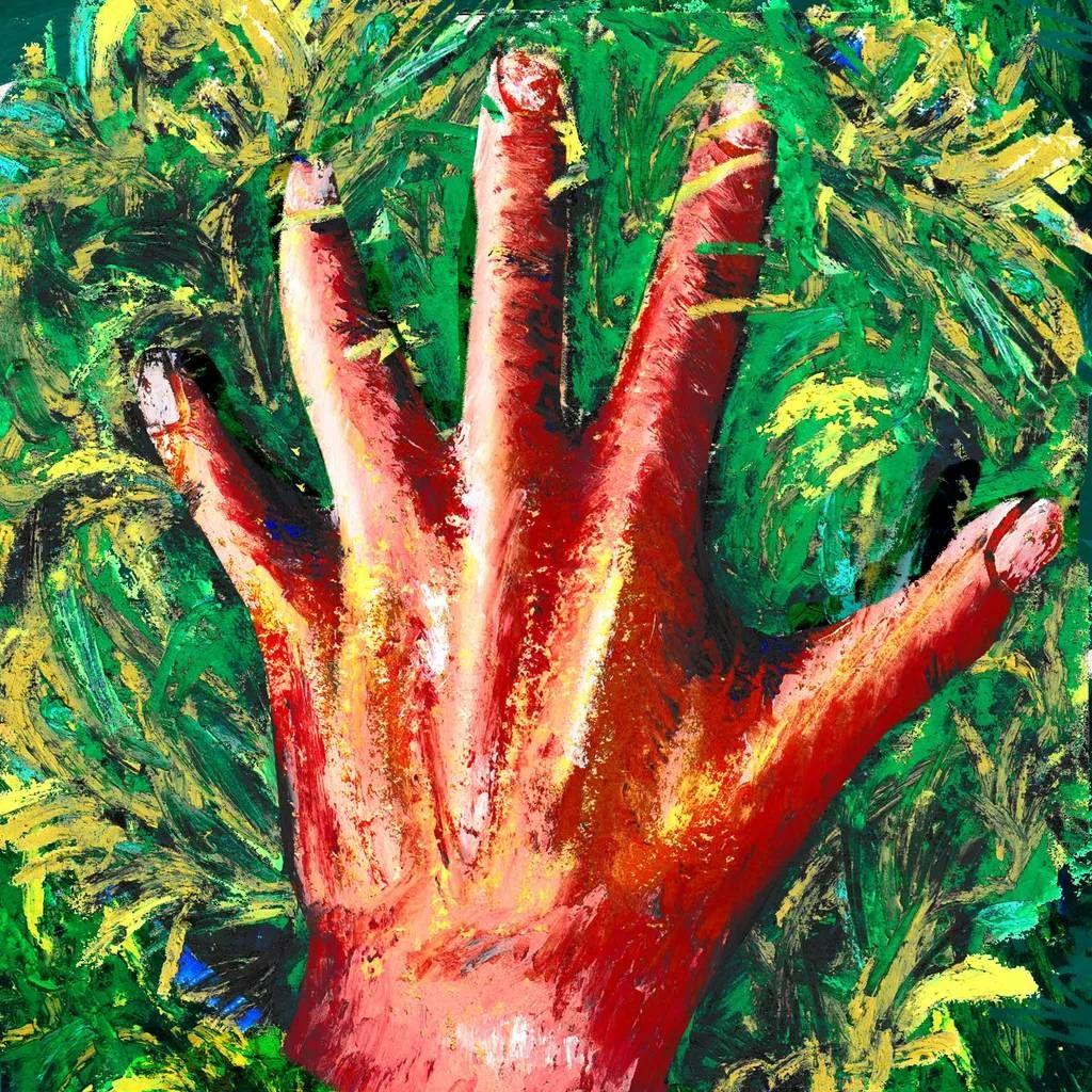 Ilustración que muestra una mano abierta sobre la hierba