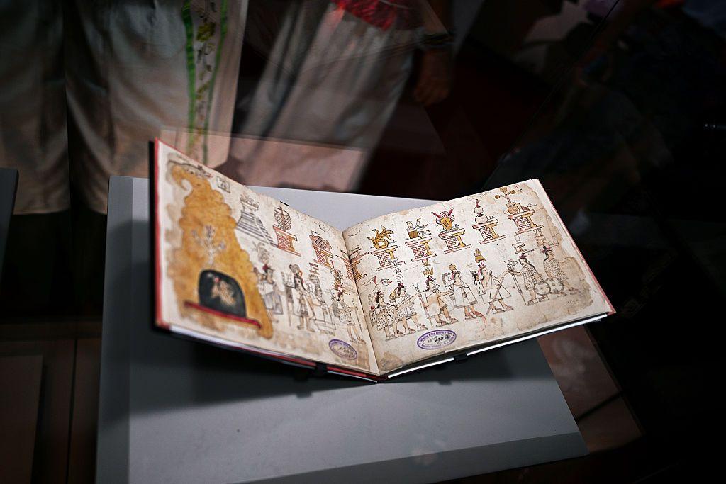 Una muestra del Códice Azcatitlan exhibida en el Museo Nacional de Antropología de Ciudad de México.