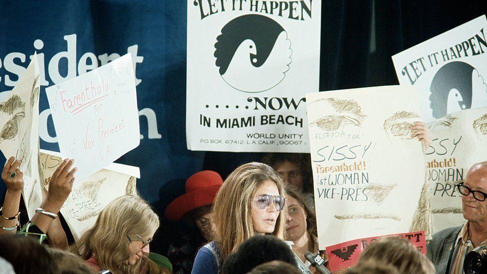 Gloria Steinem en la Convención Demócrata de 1972.