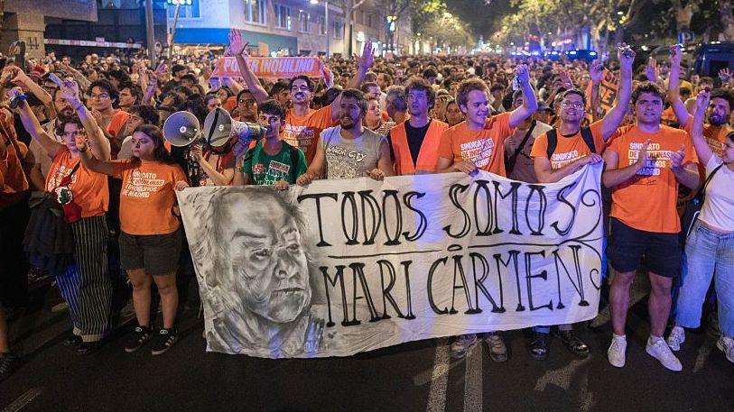 Manifestación en contra del desalojo de Maricarmen