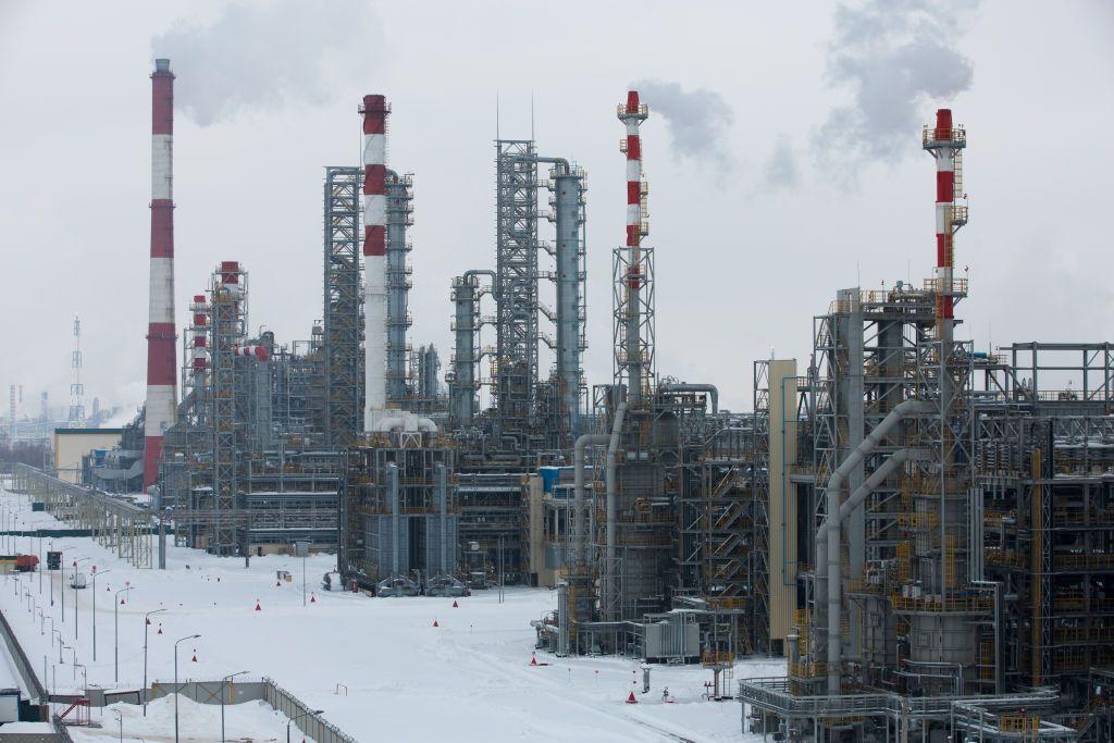 La unidad de hidrotratamiento de combustible diésel en el complejo de refinado y petroquímica de petróleo Taneco, operado por Tatneft PJSC, en Nizhnekamsk, Tartaristán, Rusia. 5 de marzo de 2019