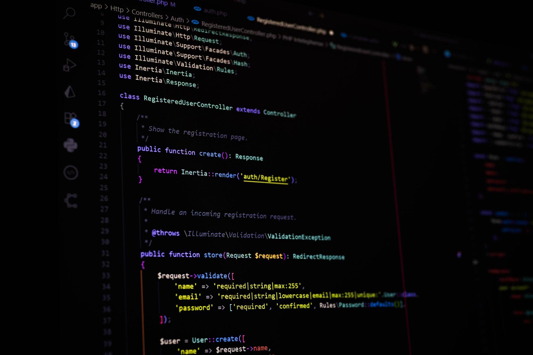 Una pantalla con código PHP