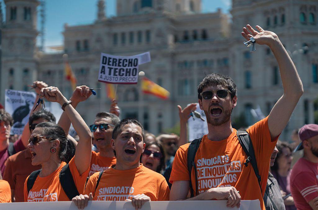 Un grupo de manifestantes en Madrid.