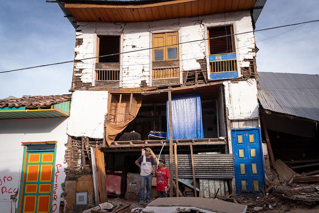 Una casa averiada por el sismo del 10 de agosto en Colombia.